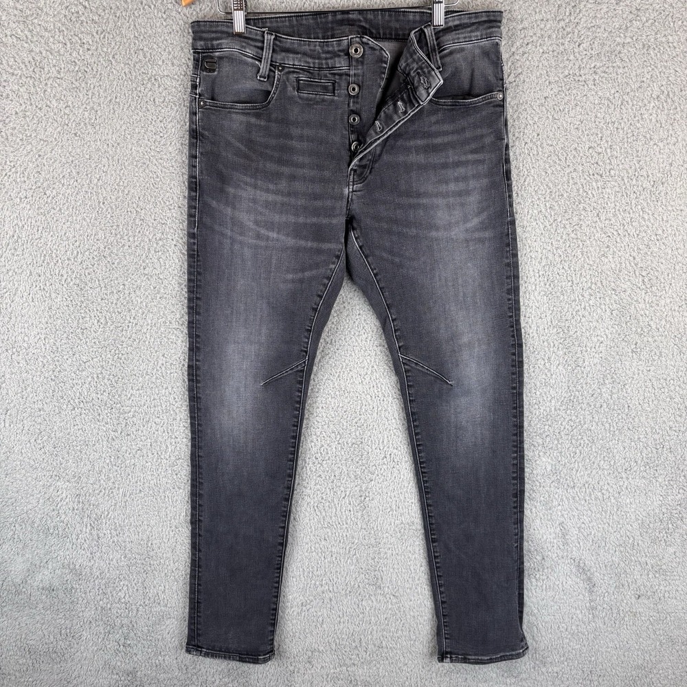 G-Star Raw Jean Men 34x32 Faded Black Denim D-Staq 5-Pkt Pocket Slim Fit Stretch